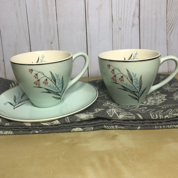 Vintage Floral Tea Cup Saucer Pink Light Blue - Picture 1 of 8